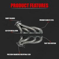 Polished Stainless Steel Shorty Headers for Ford Mustang 1979-1993 5.0L V8