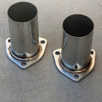 Header Collectors 2.5” 3 Bolt Flange Inlet 2.5” Outlet Pair, Stainless Steel Exhaust Collectors With Copper Gaskets, No O2 Bungs, Compatible With LS Swap Shorty Headers & Others
