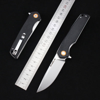 SliceElite Truth or Consequences 3.5 Inch Folding Knife D2 Steel Blade Linen Carbon Fiber Micarta Handle Pocket Knife Compact Outdoor Utility Tool Small Lightweight Portable Hiking Camping Cutting