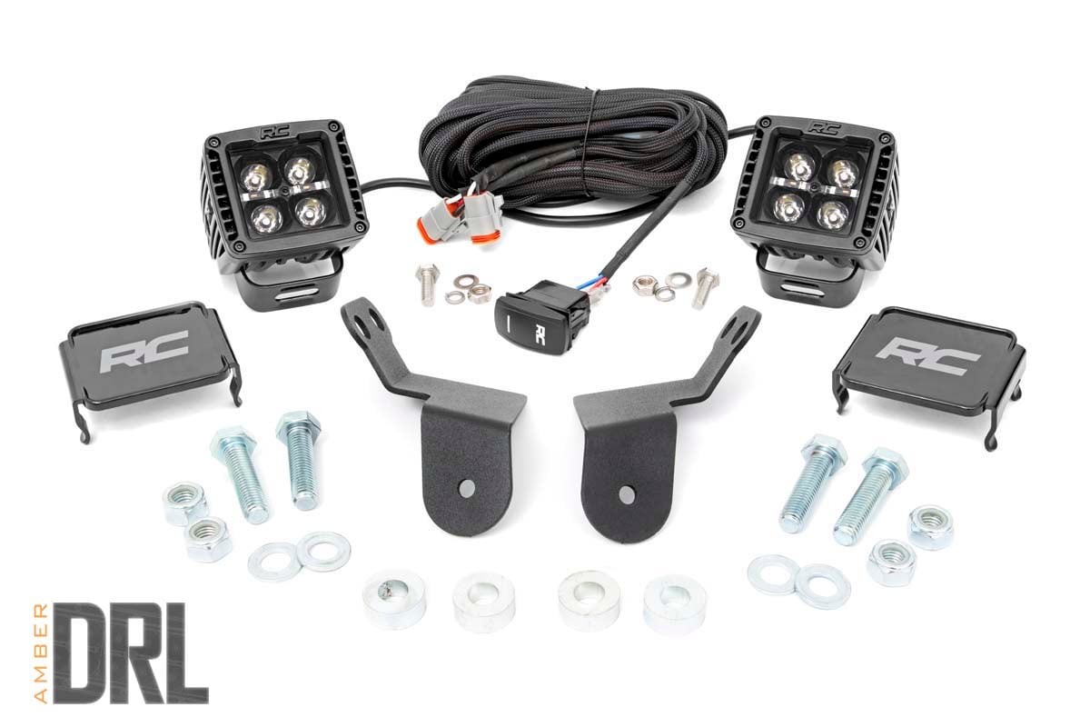 LED Light | Cage Mount | 2" Black Pair | Amber DRL | Honda Pioneer 1000/1000-5