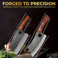 SliceElite 2PCS Hand-Forged Chef Knife Set | Serbian & Cleaver Knives for Meat & Veg Cutting | Professional Kitchen Knife with Gift Box for BBQ Cooking