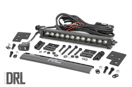 LED Light | Bumper Mount | 12" Black Single Row | White DRL | Polaris Ranger XP 1000/1000 Crew