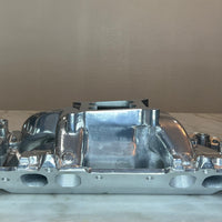 Polished Aluminum Intake Manifold For Big Block Chevy. Dual Plane Air Gap Design, Oval Port