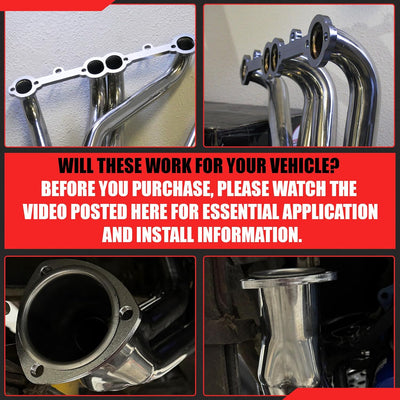 Polished Stainless Steel Long Tube Headers for Small Block Chevy.