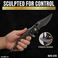 Black Lotus Folding Knife with 89-Layer Damascus VG10 Blade and Stabilized Maple Burl Wood Handle