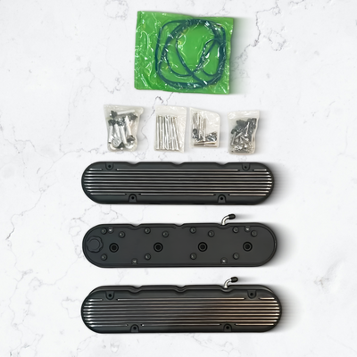 Black Finned Aluminum Valve Covers for GM / Chevy Gen III & Gen IV LS Engines