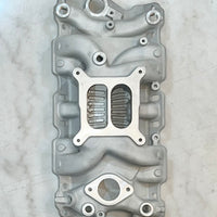 Small Block Chevy Mid Rise Dual Plane Intake Manifold, Square Bore SBC 1955-1995