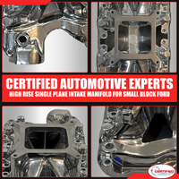 Polished Aluminum High Rise Single Plane Air Gap Intake Manifold Small Block Ford 289 302 Windsor