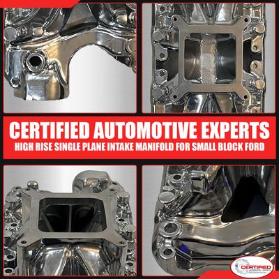 Polished Aluminum High Rise Single Plane Air Gap Intake Manifold Small Block Ford 289 302 Windsor