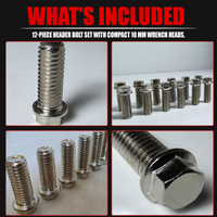 Header Bolts Chrome Set of 12 for Small Block and Big Block American V8 Engines 3/8-16 Thread Corrosion Resistant Alloy Steel for Chevy Ford Mopar Muscle Cars Hot Rods Restoration