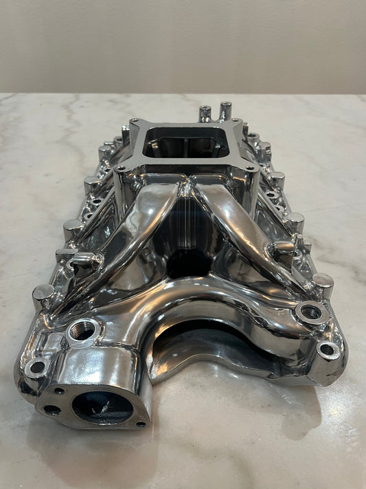 Polished Aluminum Intake Manifold for Ford 351W, Single Plane Air Gap