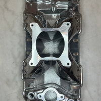 Polished Aluminum Intake manifold 1955-1995 SBC 262-400, Hi-Rise Single Plane