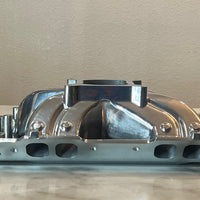 Polished Aluminum Intake Manifold for Big Block Chevy, Oval Port, Single Plane, Air Gap Style.
