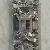 Polished Aluminum Dual Plane Air Gap Intake Manifold Dual Fits 1996-up SBC Chevy 350 (5.7L) Vortec engines.