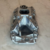 Polished Aluminum Intake Manifold for Big Block Chevy, Oval Port, Single Plane, Air Gap Style.