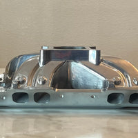 Polished Aluminum Intake Manifold for Big Block Chevy, Oval Port, Single Plane, Air Gap Style.
