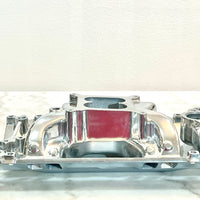 Polished Aluminum Dual Plane Air Gap Intake Manifold Dual Fits 1996-up SBC Chevy 350 (5.7L) Vortec engines.