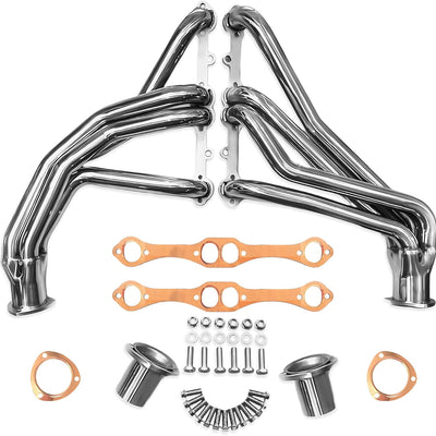 Black Thermal Coated Exhaust Headers 1 5/8 Inch Primaries 2.5 Inch Collectors Steel Fits 1973-1987 Chevy GMC C10 K10 C20 K20 C30 K30 Blazer Suburban Jimmy Small Block Chevy Truck 2WD 4WD V8