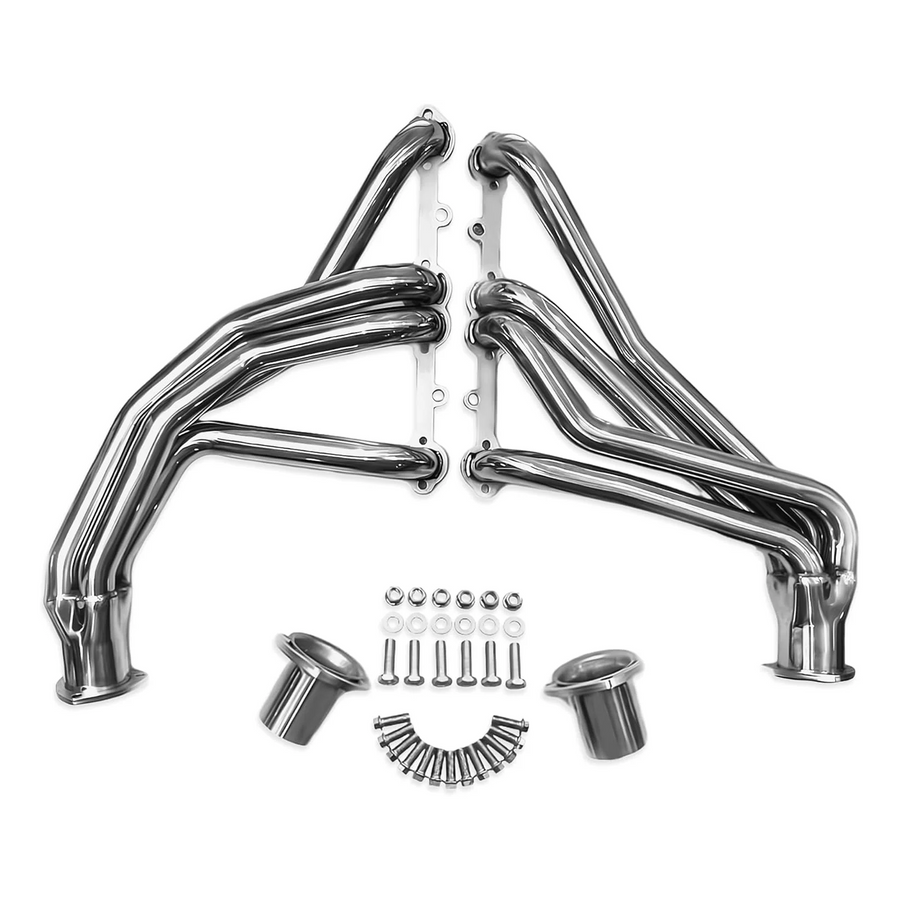 Polished Stainless Steel SBC Long Tube Headers with Standard Gaskets
