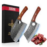 SliceElite 2PCS Hand-Forged Chef Knife Set | Serbian & Cleaver Knives for Meat & Veg Cutting | Professional Kitchen Knife with Gift Box for BBQ Cooking