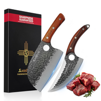 SliceElite 2PCS Hand-Forged Chef Knife Set | Viking & Serbian Knives for Meat Cutting | Professional Kitchen Tools with Gift Box for BBQ Cooking