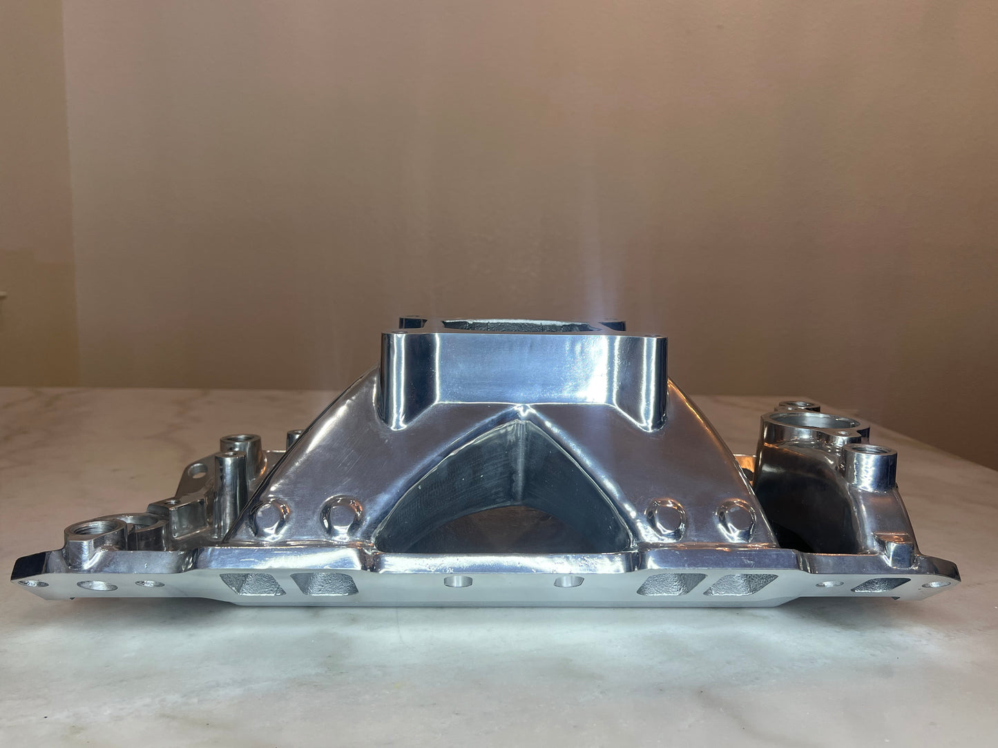 Polished Aluminum Intake manifold 1955-1995 SBC 262-400, Hi-Rise Single Plane