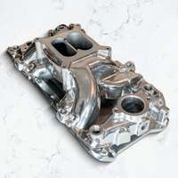 Polished Aluminum Intake Manifold For Big Block Chevy. Dual Plane Air Gap Design, Oval Port