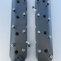 Black Cast Aluminum Tall Valve Covers with Integrated Coil Mounts - Compatible with GM LS Engines (LS1, LS2, LS3, LS6, 5.3L, 6.0L)