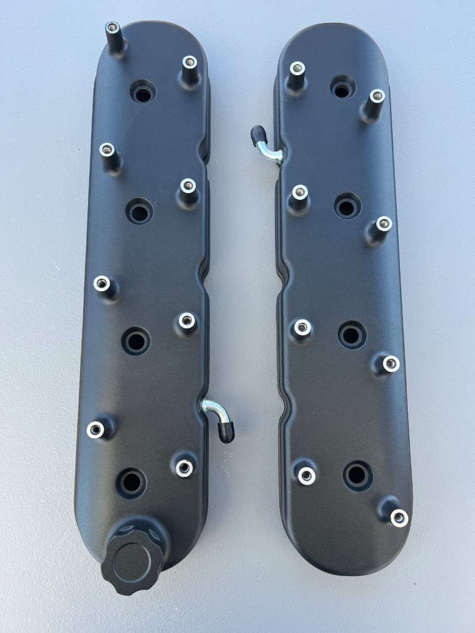 Black Cast Aluminum Tall Valve Covers with Integrated Coil Mounts - Compatible with GM LS Engines (LS1, LS2, LS3, LS6, 5.3L, 6.0L)