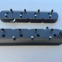 Black Cast Aluminum Tall Valve Covers with Integrated Coil Mounts - Compatible with GM LS Engines (LS1, LS2, LS3, LS6, 5.3L, 6.0L)