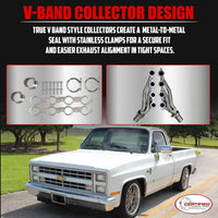 V-Band Style LS Swap Shorty Headers Stainless Steel Exhaust Headers with Upgraded Factory Style MLS Gaskets and Header Bolts Fits 4.8L 5.3L 5.7L LS1 6.0L 6.2L Gen 3 and Gen 4 Engines For LS Swaps Only