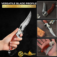 SliceElite Fire Lotus Folding Knife Japanese SKD11 Sanmai Steel Blade Cocobolo Wood Handle Comfortable Finger Guard EDC Pocket Knife for Men Women Small Folding Knives Mini Camping Flipper Tool Gift