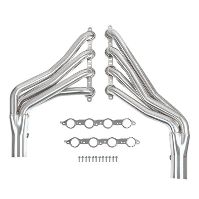 Certified Automotive Experts LS Swap Long Tube Headers Polished 304 Stainless Steel for 1960–1987 Chevy GMC C10 K10 Trucks and 1988–1991 Square Body 2WD 4WD Includes MLS Gaskets 12pc Header Bolt Kit