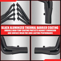 Long Tube Headers for LS Swaps Black Aluminized Thermal Barrier Coating with MLS Gaskets & Header Bolts Fits 73–87 Chevy GMC C/K10–20 and 88–91 Square-Body Blazer Jimmy Suburban 2WD & 4WD