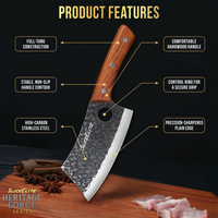 SliceElite 2PCS Hand-Forged Butcher Knife Set | Cleaver & Viking Knives for Meat Cutting | Professional Chef Knife Gift Box, Perfect BBQ Tool for Men