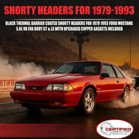 Black Thermal Barrier Coated Shorty Headers for 1979-1993 Ford Mustang 5.0 302 V8 Engine