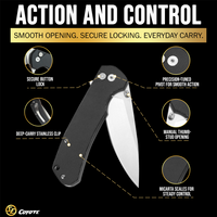 SliceElite Coyote EDC Knife 3.5 Inch D2 Steel Drop Point Blade Black Micarta Handle Button Lock Stainless Steel Pocket Clip Lightweight Folding Knife for Everyday Carry Camping Hunting Outdoor Use