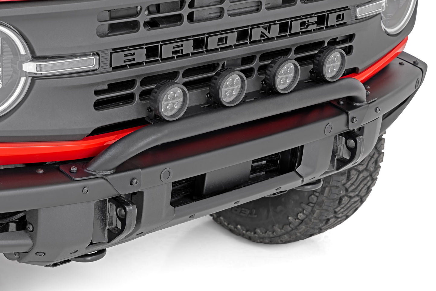 Light Bar Mount | 3.5" Round LED (Quad) | Black | Amber DRL | OE Modular Steel | Ford Bronco (21-24)