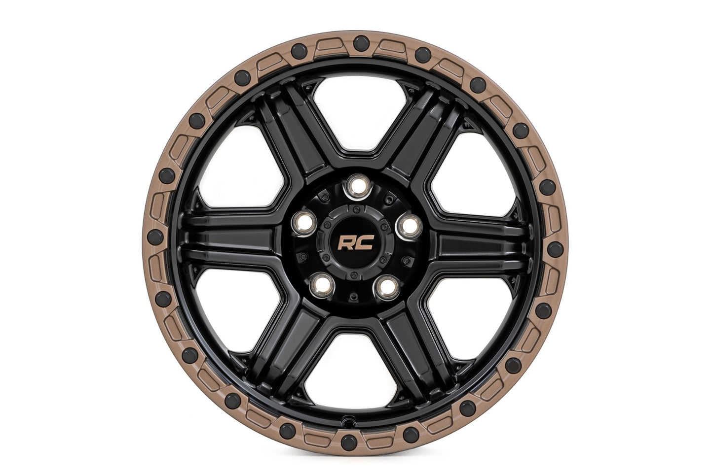 Rough Country 79 Series Wheel | One-Piece | Semi Gloss Black w/Bronze Ring | 17x8.5 | 5x4.5 | 0mm