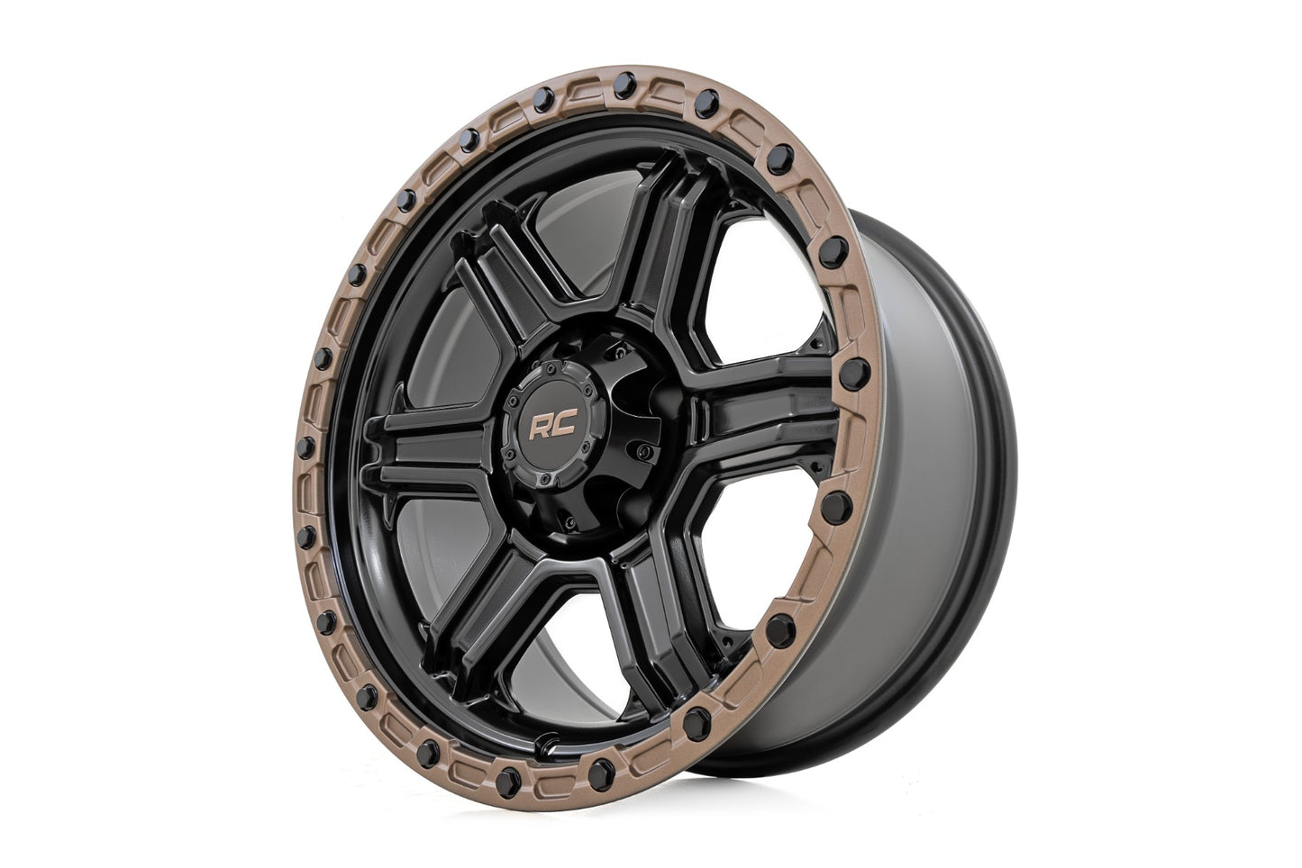 Rough Country 79 Series Wheel | One-Piece | Semi Gloss Black w/Bronze Ring | 17x8.5 | 5x4.5 | 0mm