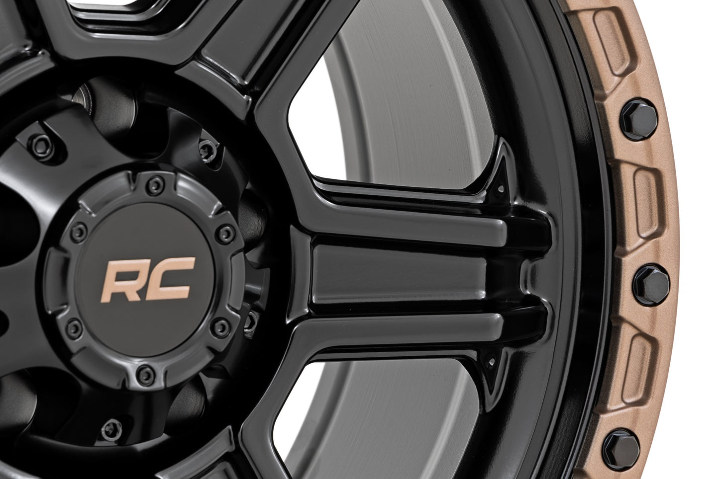 Rough Country 79 Series Wheel | One-Piece | Semi Gloss Black w/Bronze Ring | 18x9 | 6x5.5 | +18mm