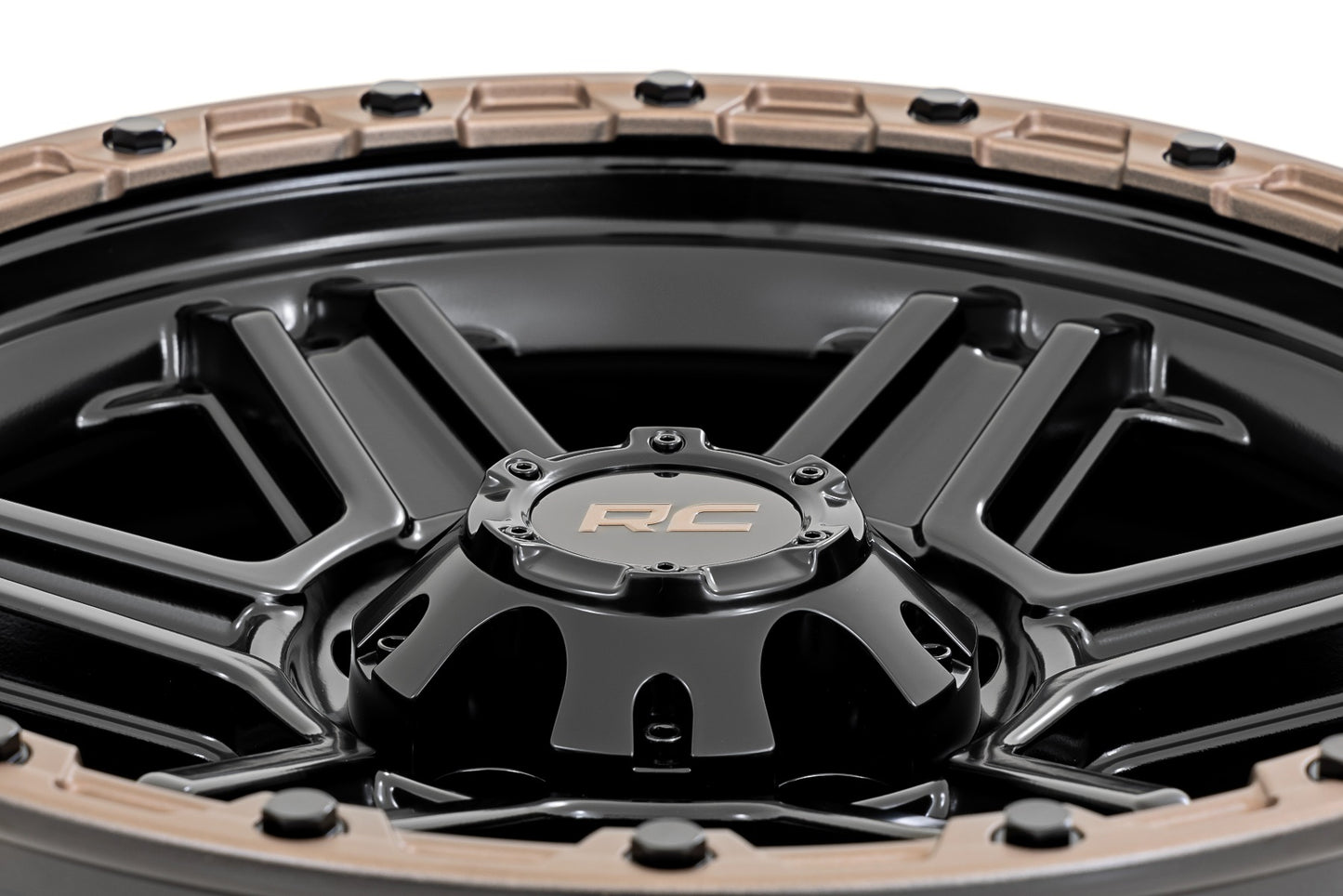 Rough Country 79 Series Wheel | One-Piece | Semi Gloss Black w/Bronze Ring | 18x9 | 6x5.5 | 0mm