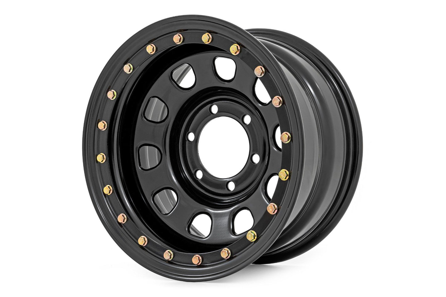 Steel Simulated Bead Lock Wheel | Black | 16x8 | 6x5.5 | 4.25 Bore | -12