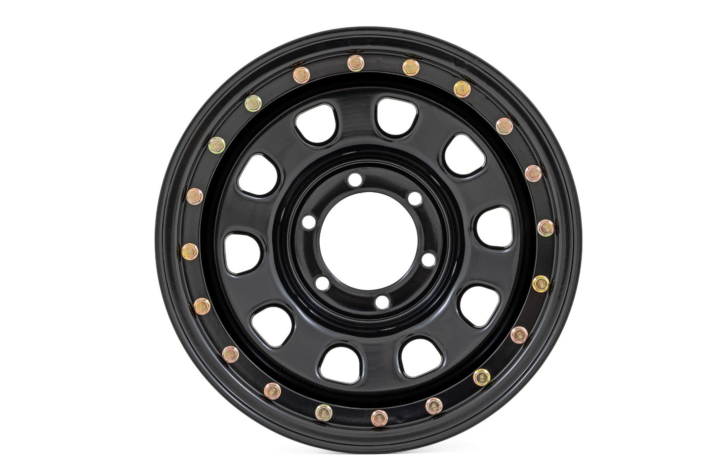 Steel Simulated Bead Lock Wheel | Black | 16x8 | 6x5.5 | 4.25 Bore | -12