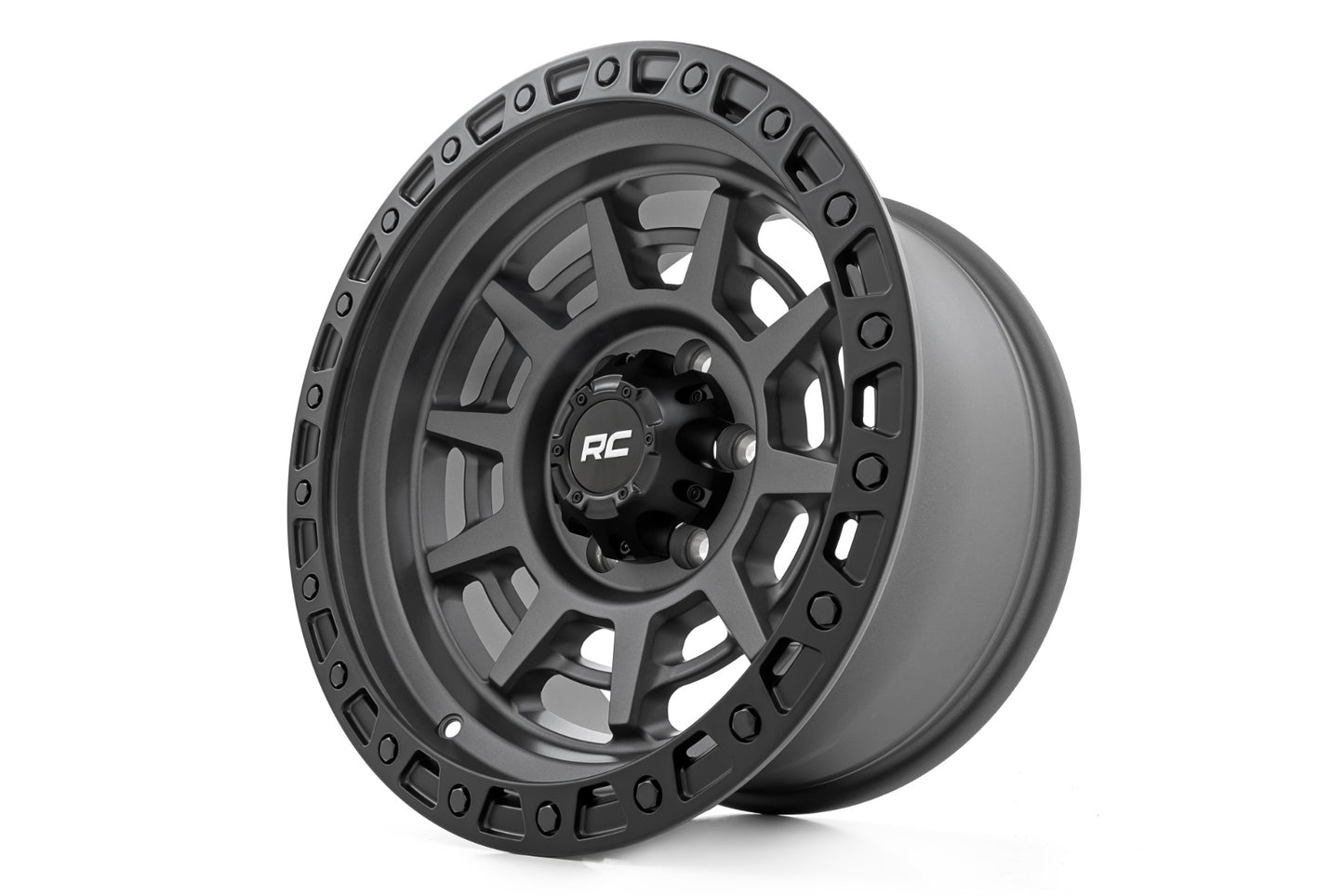 Rough Country 85 Series Wheel | Simulated Beadlock | Gunmetal Gray/Black | 17x9 | 5x4.5 | -12mm