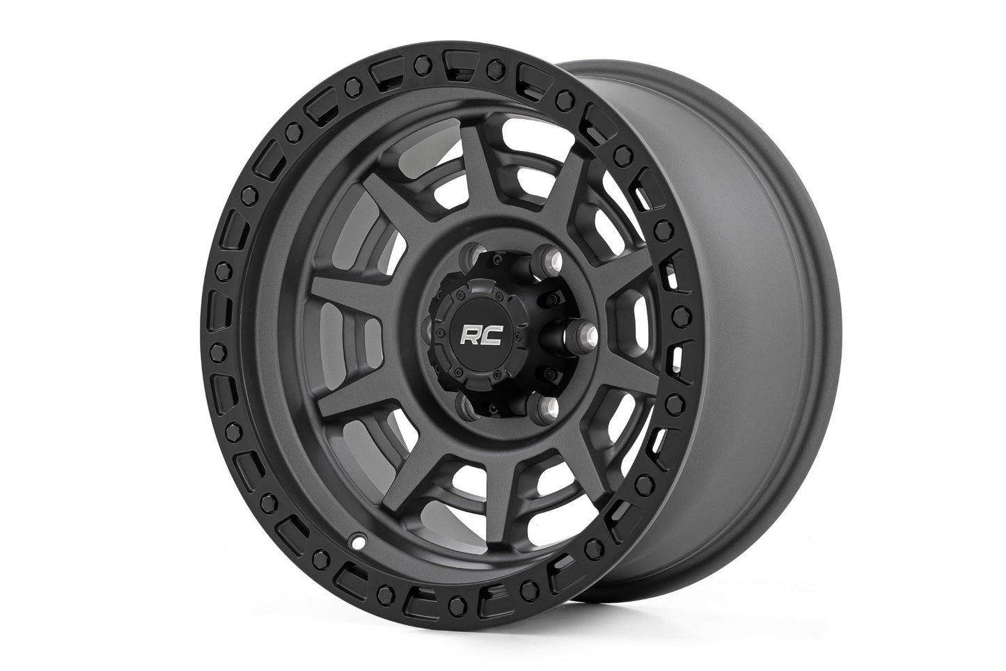 Rough Country 85 Series Wheel | Simulated Beadlock | Gunmetal Gray/Black | 17x9 | 6x5.5 | -18mm