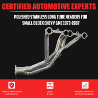 Polished Stainless Steel Long Tube Headers SBC Chevy GMC 1973–1987 C10 K10 C20 K20 C30 K30 Blazer Suburban Jimmy 265 283 305 307 327 350 400 V8 – Copper Collector & Multi-Layer Copper Fiber Gaskets – Fits 2WD & 4WD