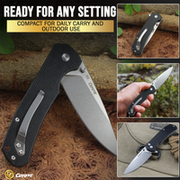 SliceElite Coyote EDC Knife 3.5 Inch D2 Steel Drop Point Blade Black Micarta Handle Button Lock Stainless Steel Pocket Clip Lightweight Folding Knife for Everyday Carry Camping Hunting Outdoor Use