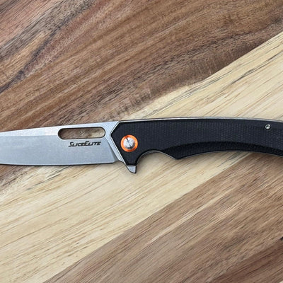 SliceElite Outlaw 505 Folding Knife 3.4 Inch D2 Steel Sheepsfoot Blade Black Micarta Handle Liner Lock Pocket Knife Compact Lightweight Outdoor Camping Folding Knives Everyday Carry Tool