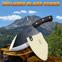 Animas Forge Dynamite Cleaver Knife Hand Forged High Carbon Steel Butcher Knife with Hand Finished Desert Hardwood Handle Full Tang Heavy Duty Cleaver in Wooden Crate for Meat Vegetables BBQ Camping Kitchen